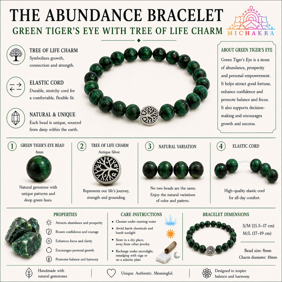 The Abundance Bracelet - Green Tigers Eye Mi Chakra