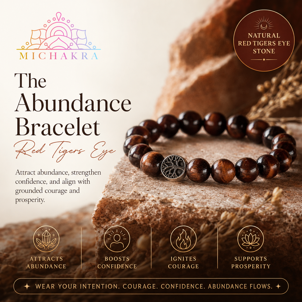The Abundance Bracelet - Red Tigers Eye Mi Chakra