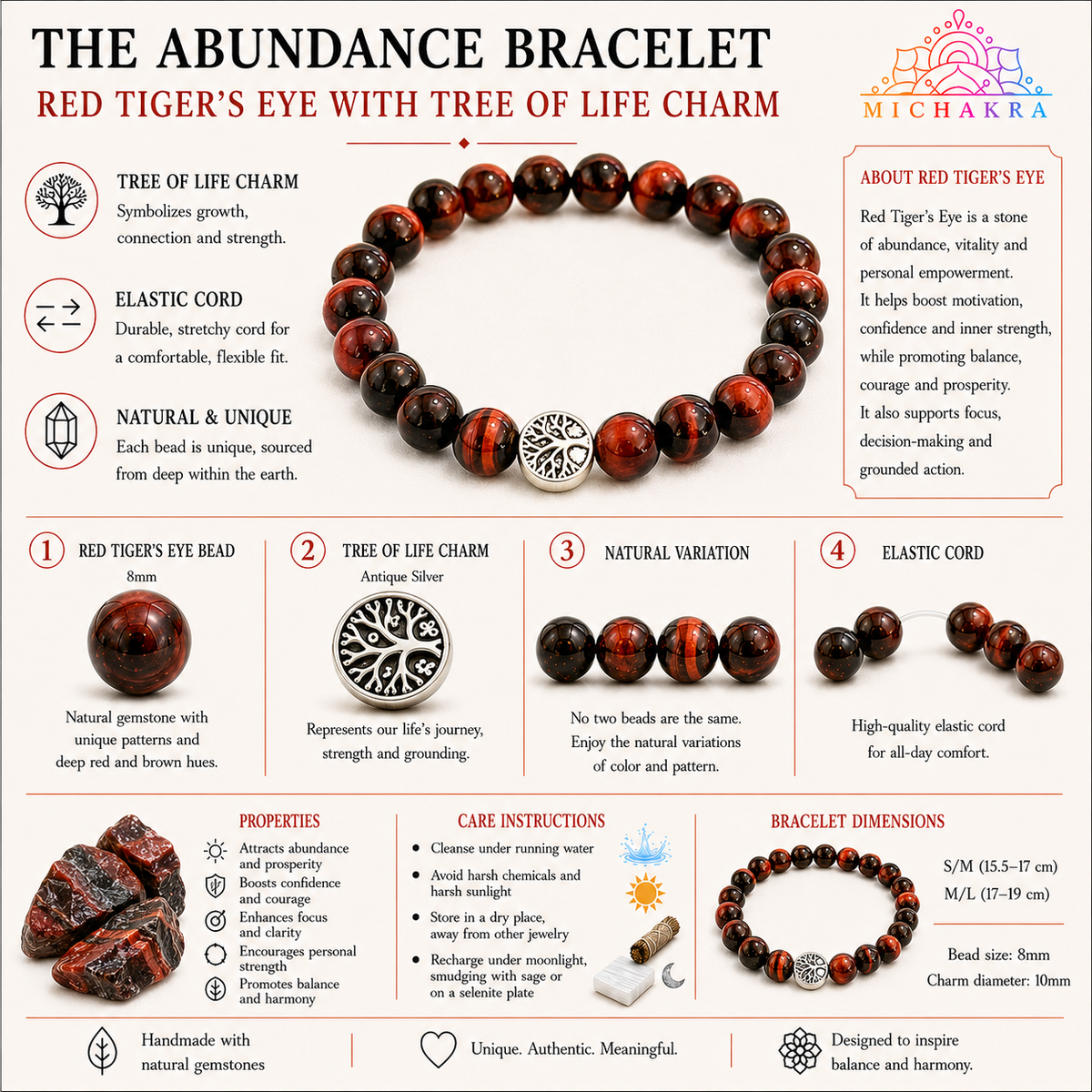 The Abundance Bracelet - Red Tigers Eye Mi Chakra
