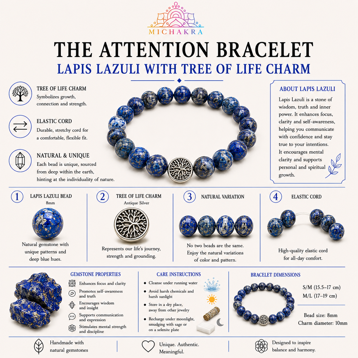 The Attention Bracelet - Lapis Lazuli Mi Chakra