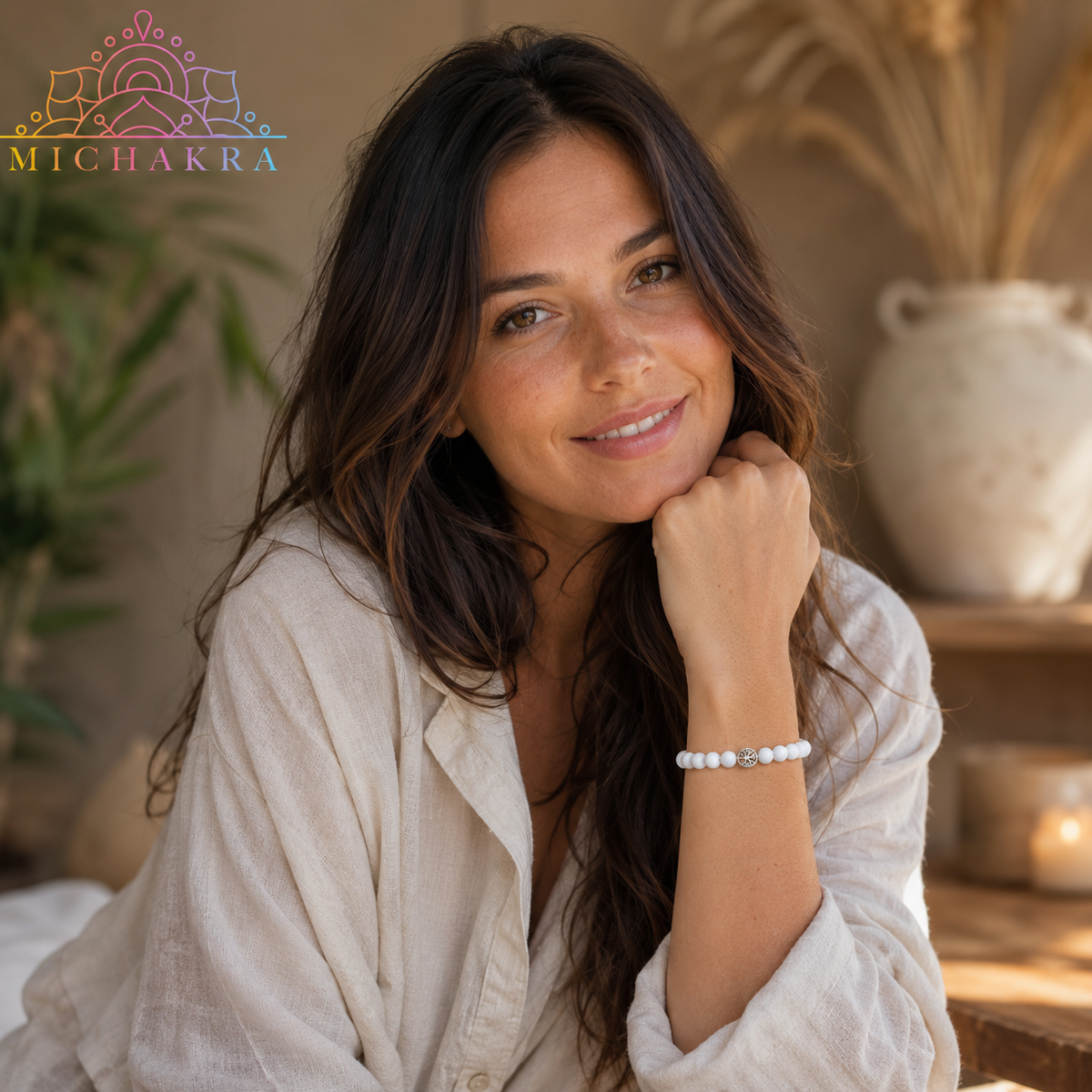 FIR Bracelet ホワイト The Calming Bracelet - Mi Chakra - White Jade - South Africa