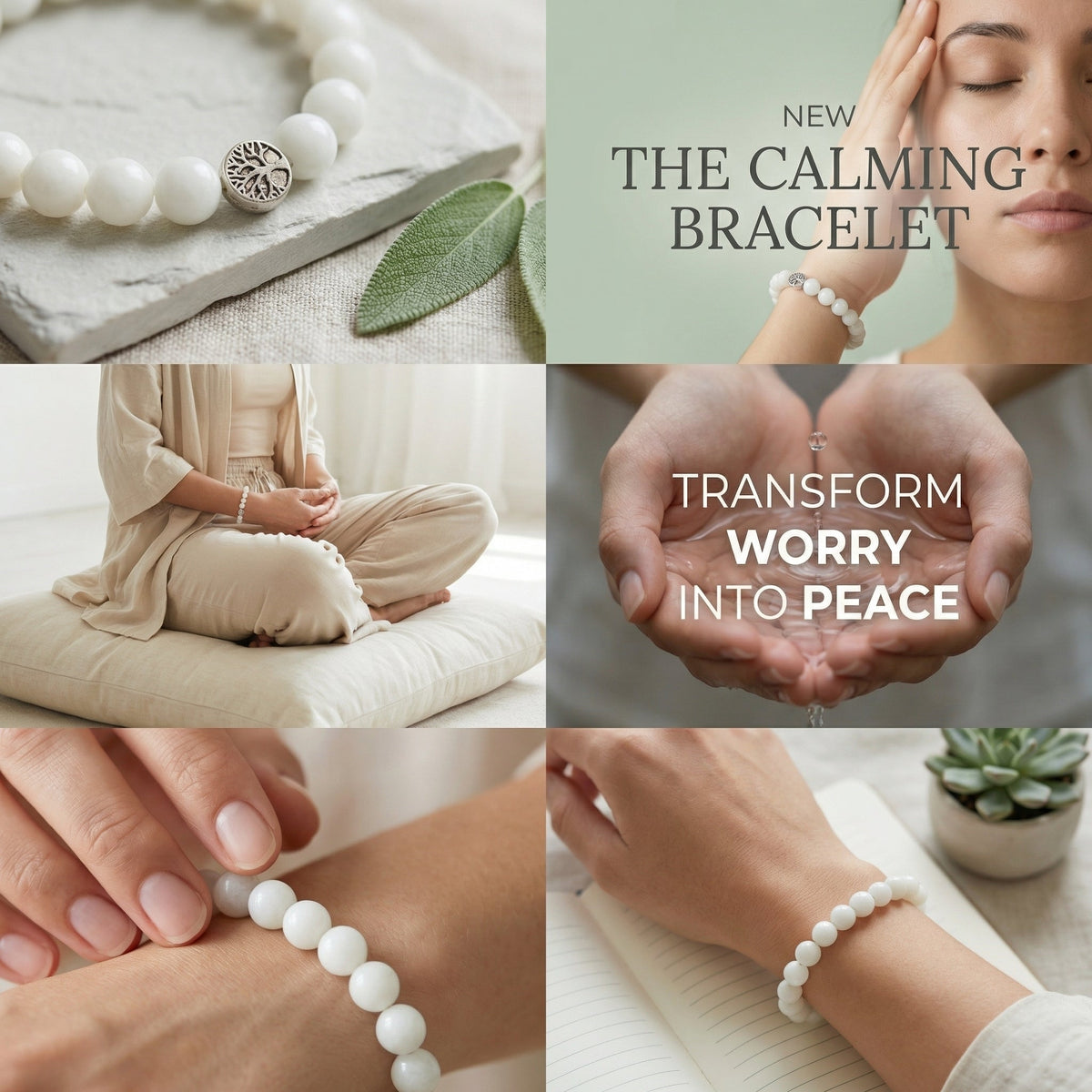 FIR Bracelet ホワイト The Calming Bracelet - Mi Chakra - White Jade - South Africa