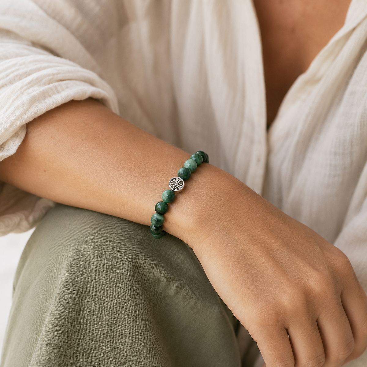 The Calming Bracelet -Green Jade Mi Chakra