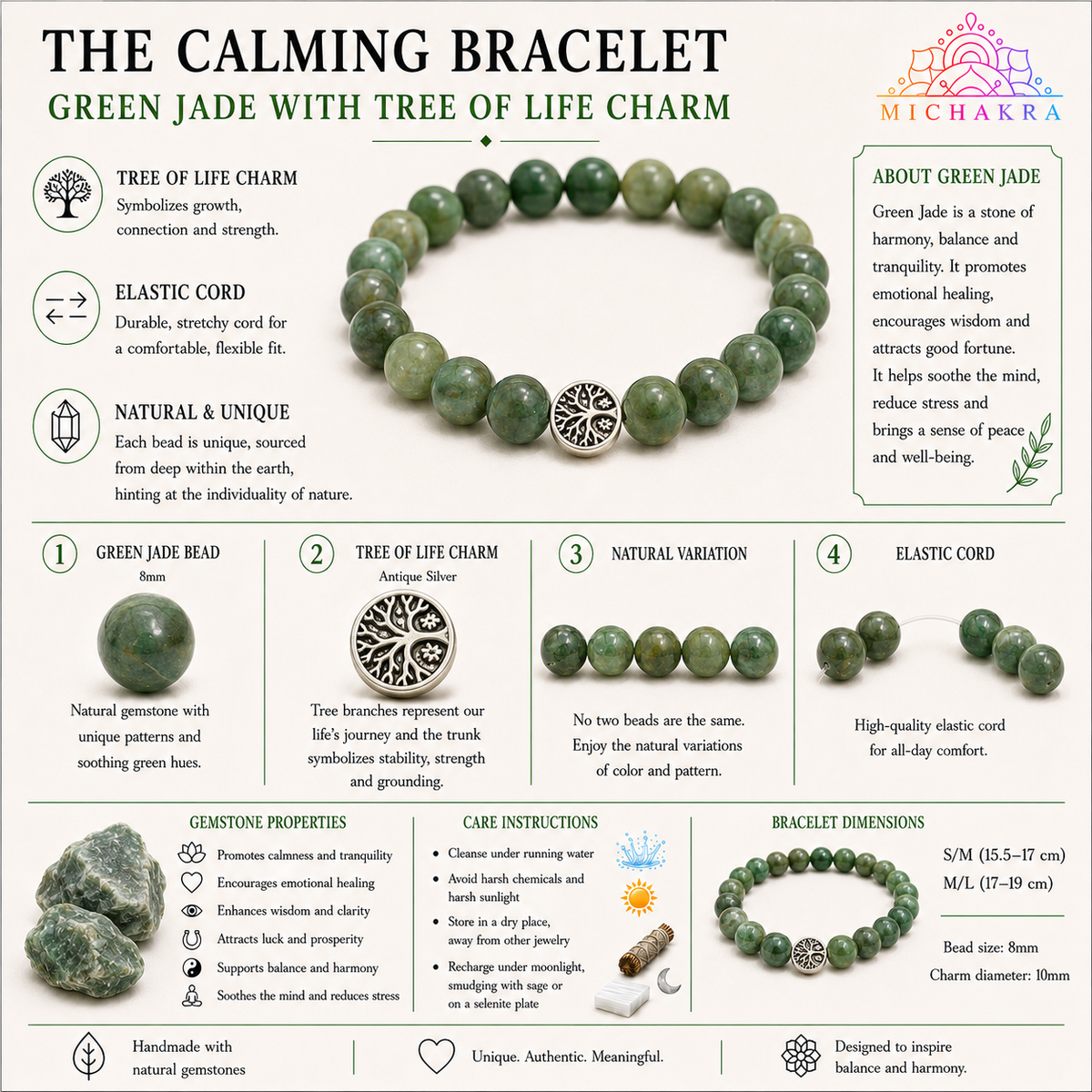 The Calming Bracelet -Green Jade Mi Chakra