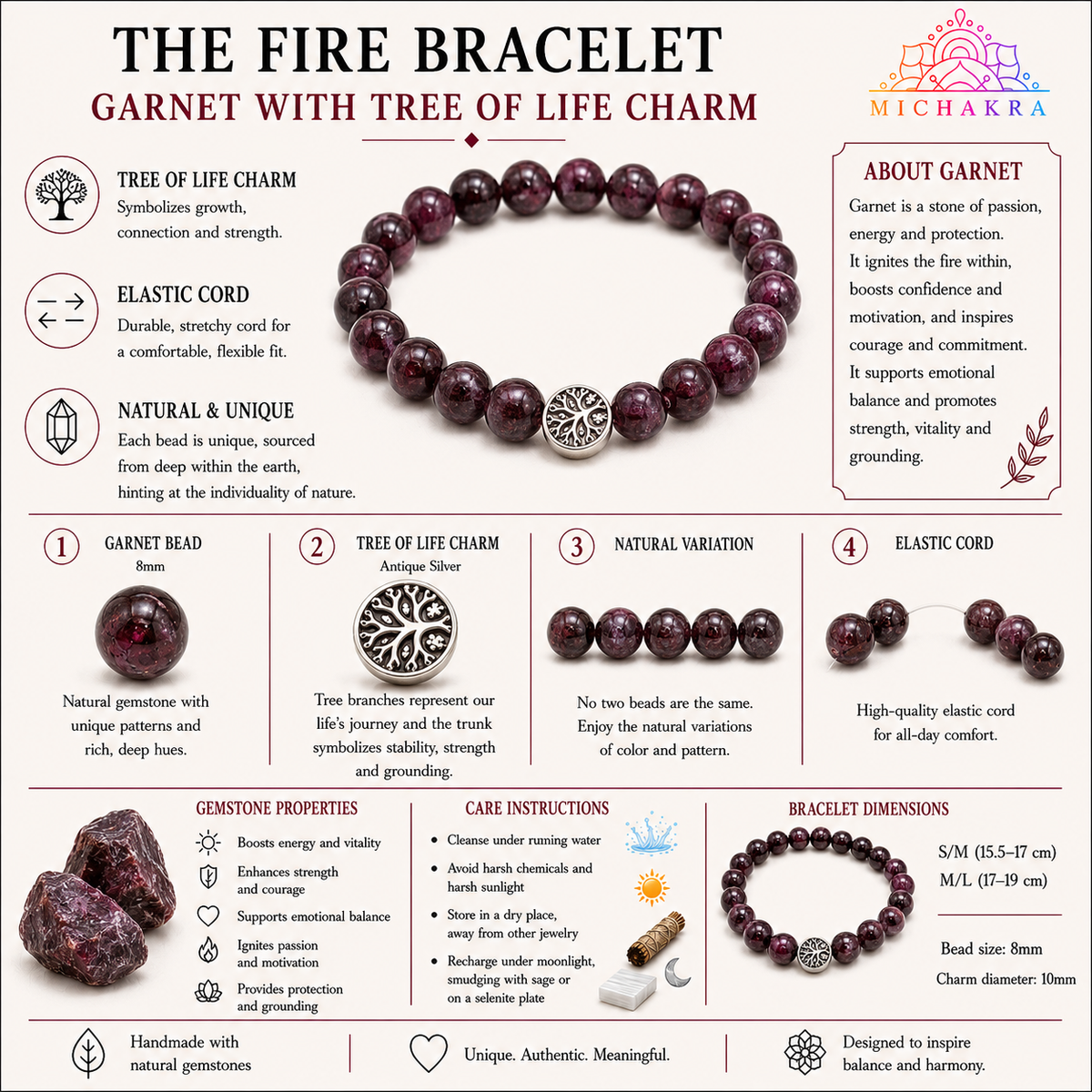 The Fire Bracelet - Red Garnet Mi Chakra