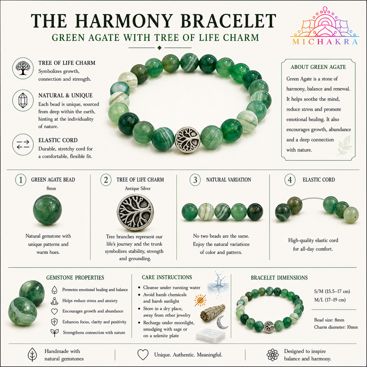 The Harmony Bracelet - Green Agate Mi Chakra