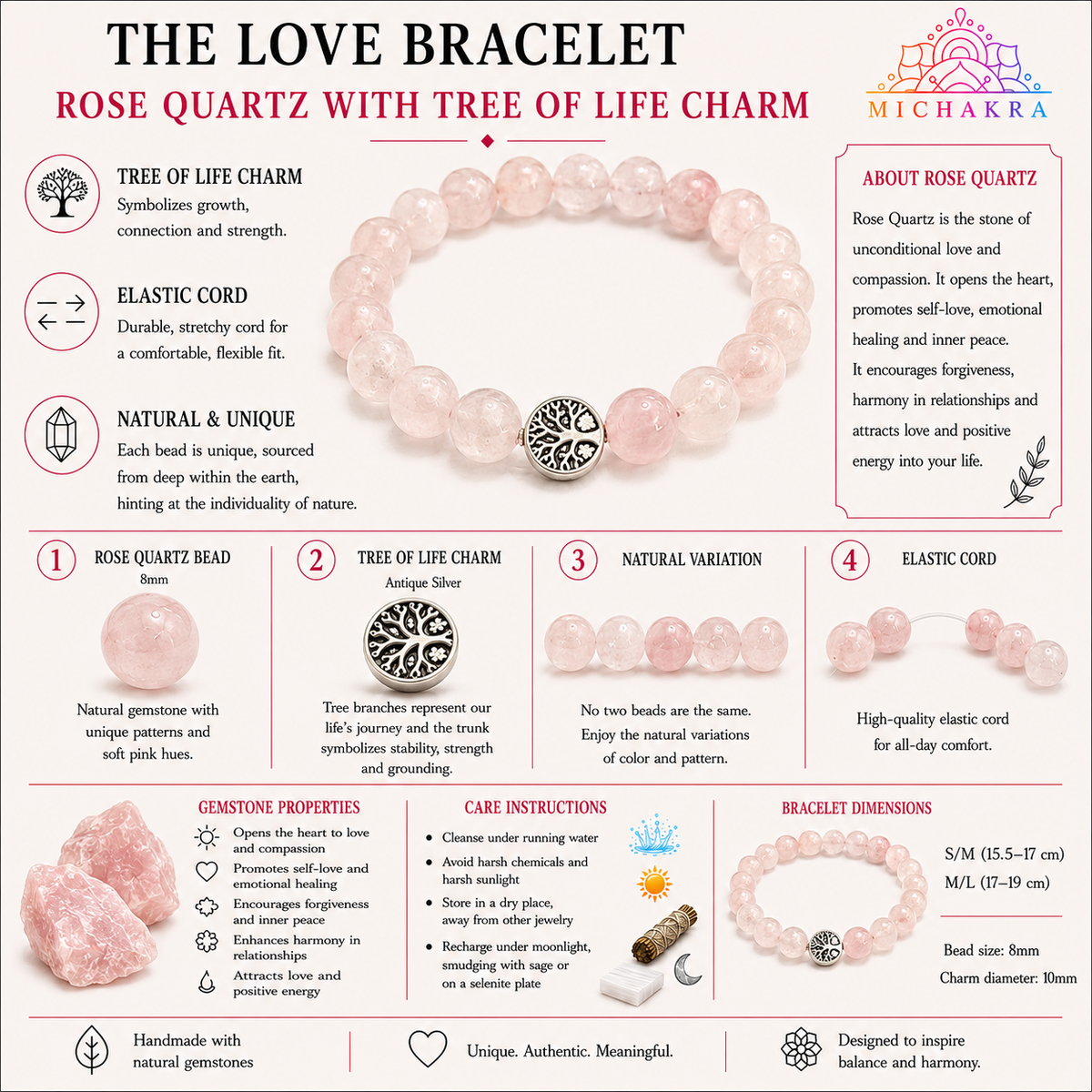 The Love Bracelet - Rose Quartz Mi Chakra