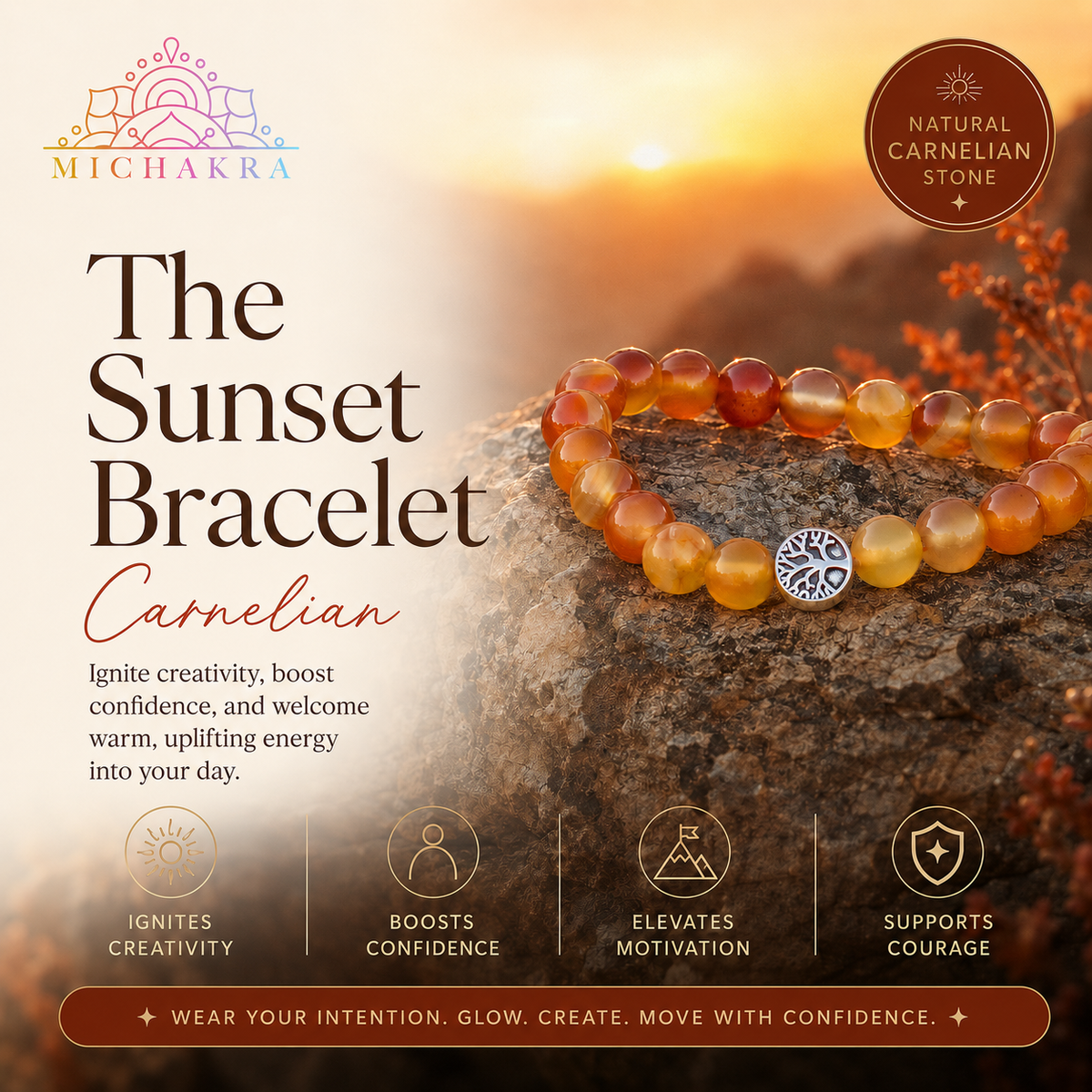 The Sunset Bracelet - Carnelian Mi Chakra