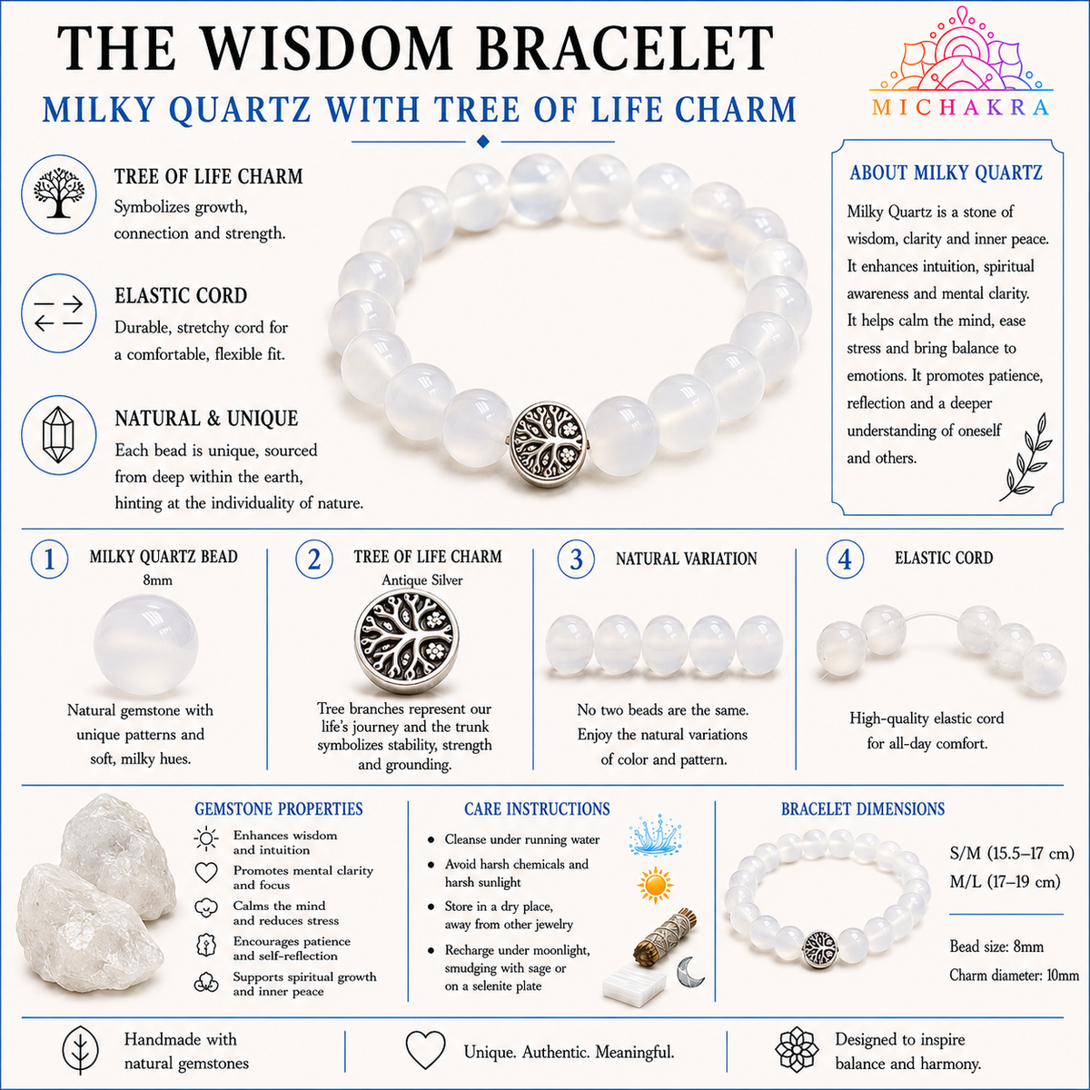 The Wisdom Bracelet - Milky Quartz Mi Chakra