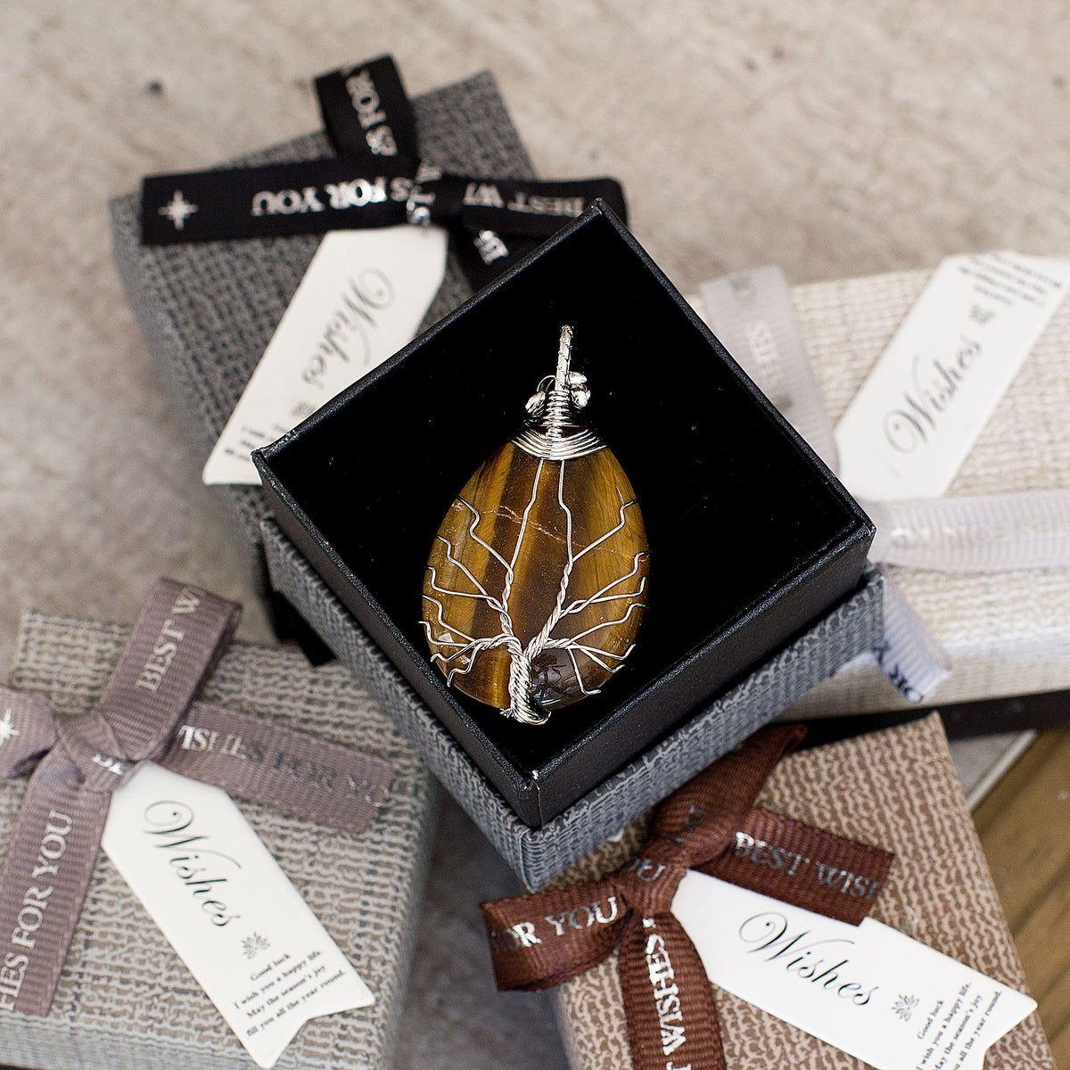 Copy of Tree of life Drop Necklace - Tigers Eye Mi Chakra