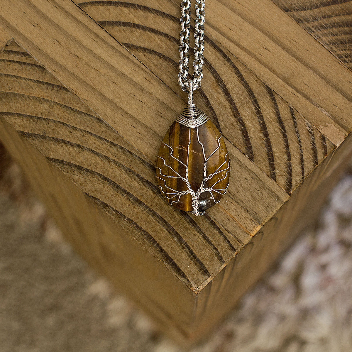Copy of Tree of life Drop Necklace - Tigers Eye Mi Chakra