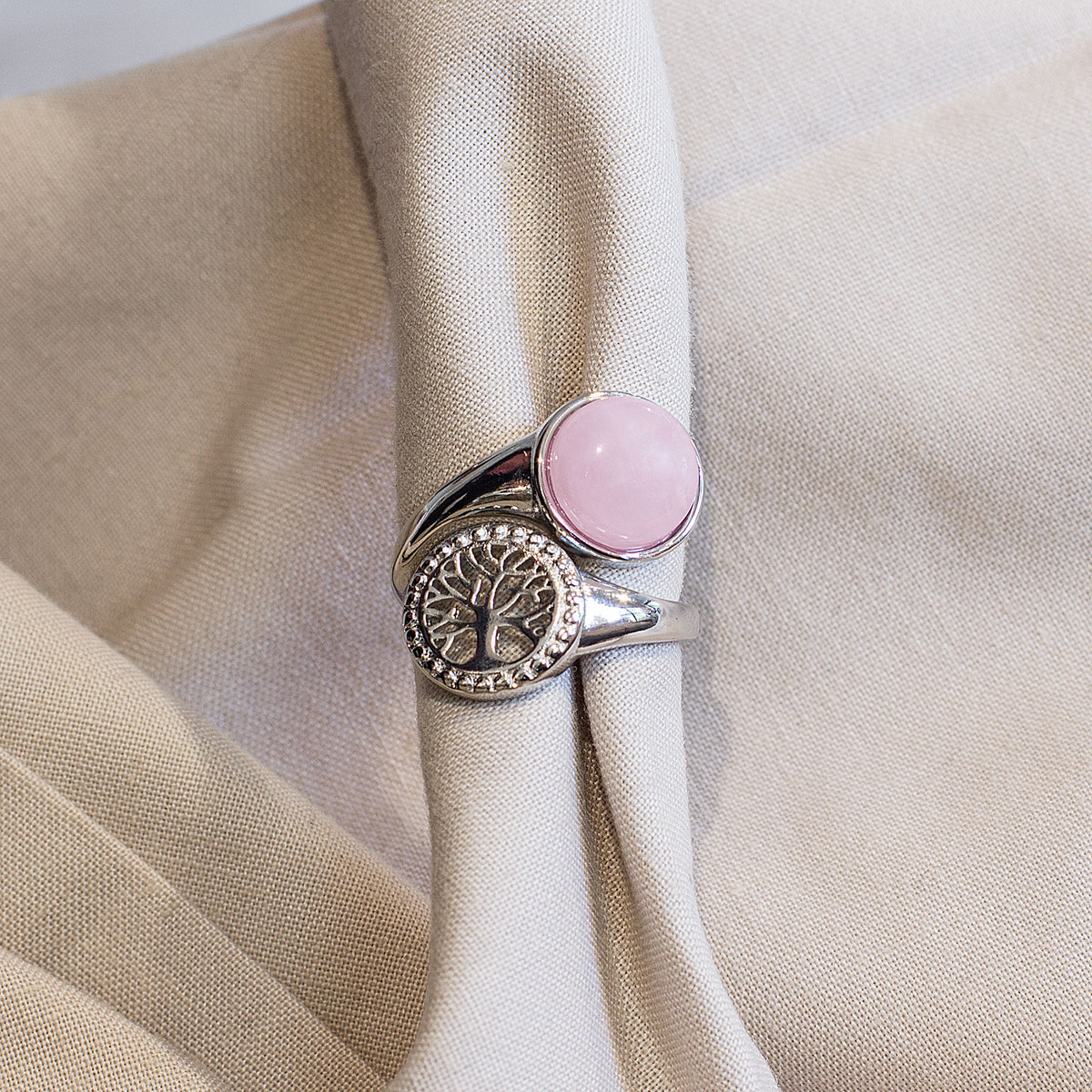 Triangle Adjustable Ring - Rose Quartz Mi Chakra