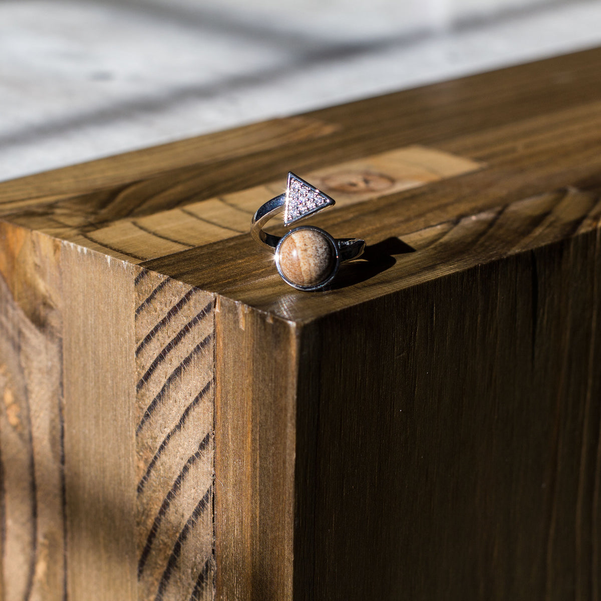 Triangle Adjustable Ring - Picture Stone Mi Chakra