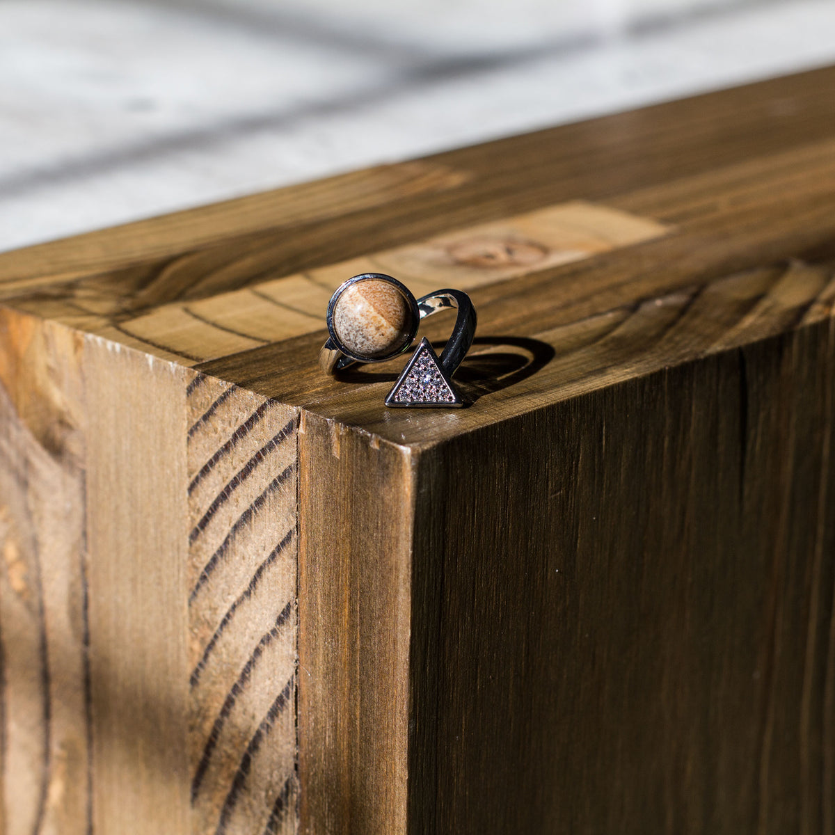 Triangle Adjustable Ring - Picture Stone Mi Chakra
