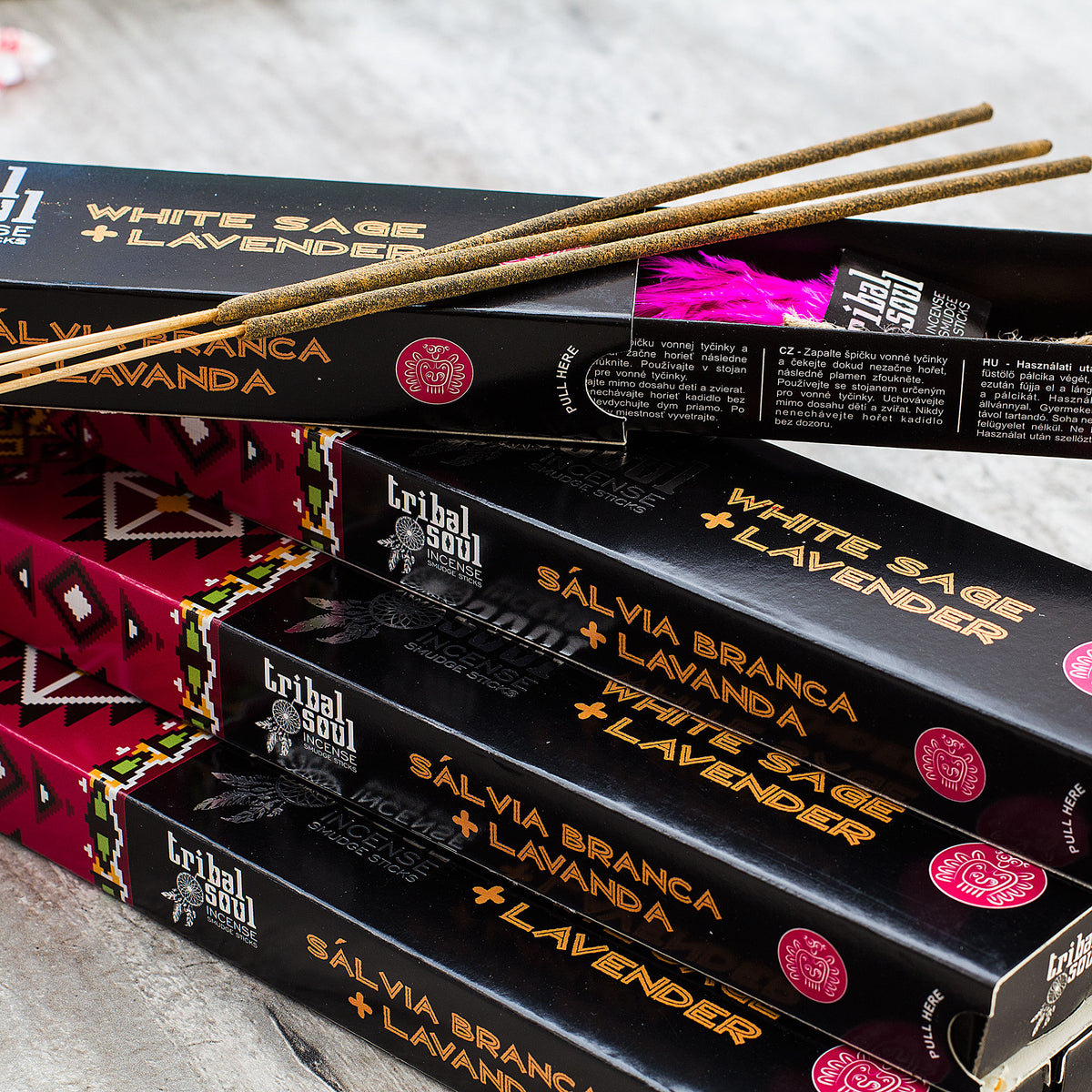 Tribal Soul - White Sage &amp; Lavender Incense Sticks Mi Chakra. White Sage has been considered sacred by the Native Americans for thousands of years and has been used to drive away bad energy, cleanse and purify persons and places through the technique of smudging. Lavender, well known for its medicinal qualities as well as its powers of protection and cleansing, symbolizes purity and cleanliness.