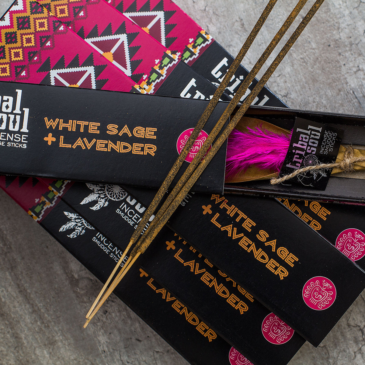 Tribal Soul - White Sage &amp; Lavender Incense Sticks Mi Chakra. White Sage has been considered sacred by the Native Americans for thousands of years and has been used to drive away bad energy, cleanse and purify persons and places through the technique of smudging. Lavender, well known for its medicinal qualities as well as its powers of protection and cleansing, symbolizes purity and cleanliness.