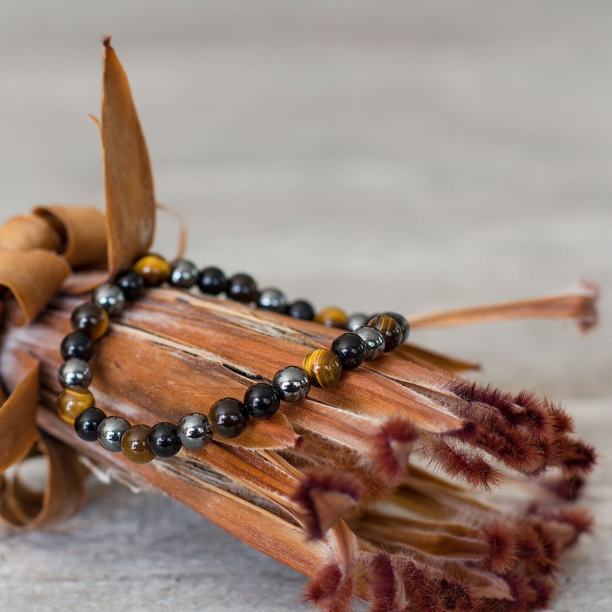Triple Protection Bracelet Yellow 💛  - 3 of the most powerful crystals combined to create perfection. The Triple Protection Bracelet is one of our most sought after bracelets, boasting some of the most incredible gems around. Tiger’s eye, black Obsidian and Hematite is the powerhouse of beads when combined into one.