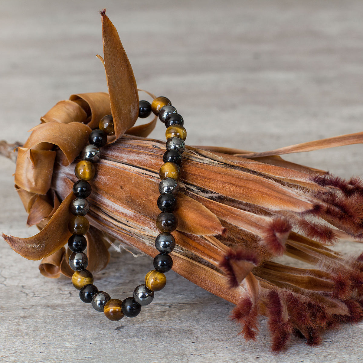Triple Protection Bracelet Yellow 💛  - 3 of the most powerful crystals combined to create perfection. The Triple Protection Bracelet is one of our most sought after bracelets, boasting some of the most incredible gems around. Tiger’s eye, black Obsidian and Hematite is the powerhouse of beads when combined into one.
