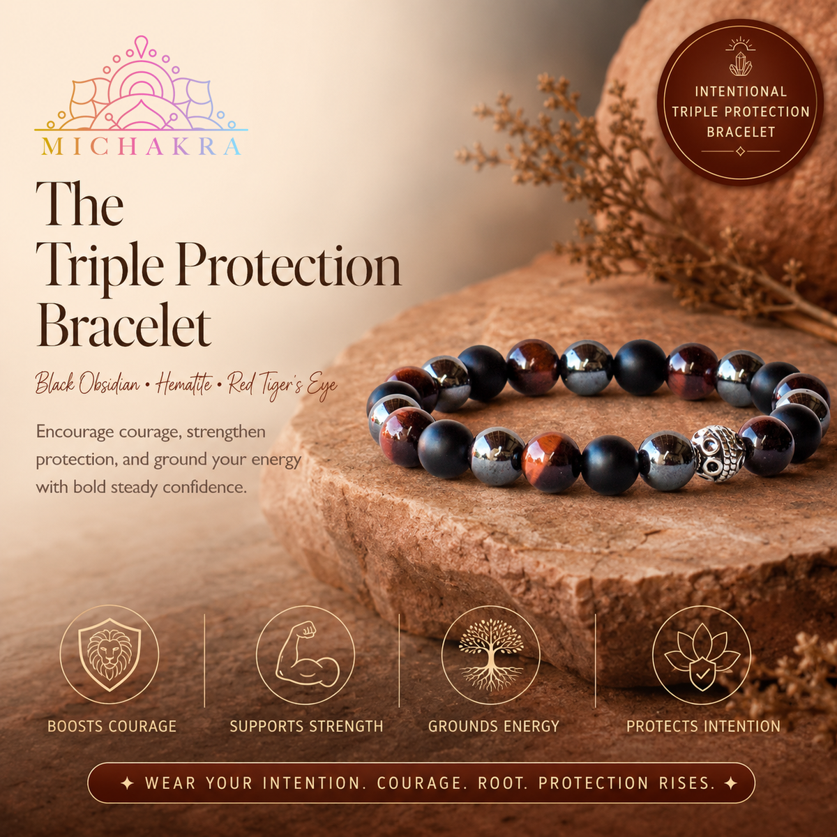 Triple Protection Bracelet Red ❤️ Mi Chakra