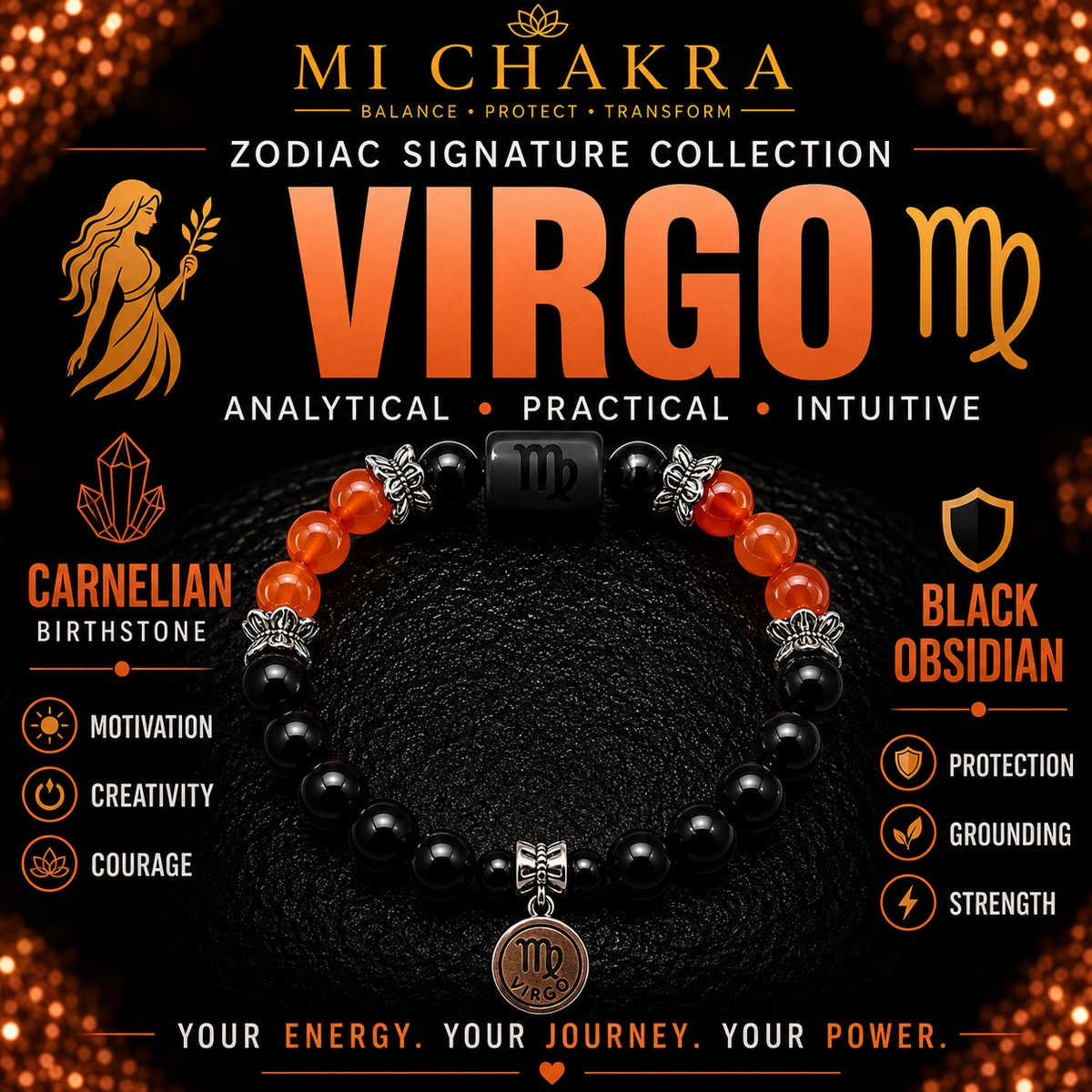 Virgo Zodiac Crystal Bracelet Mi Chakra