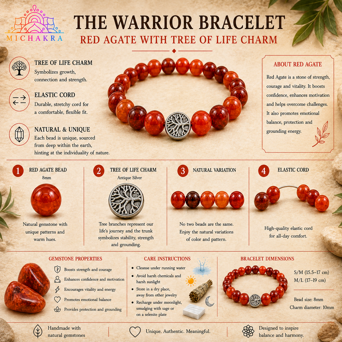 The Warrior Bracelet - Red Agate Mi Chakra