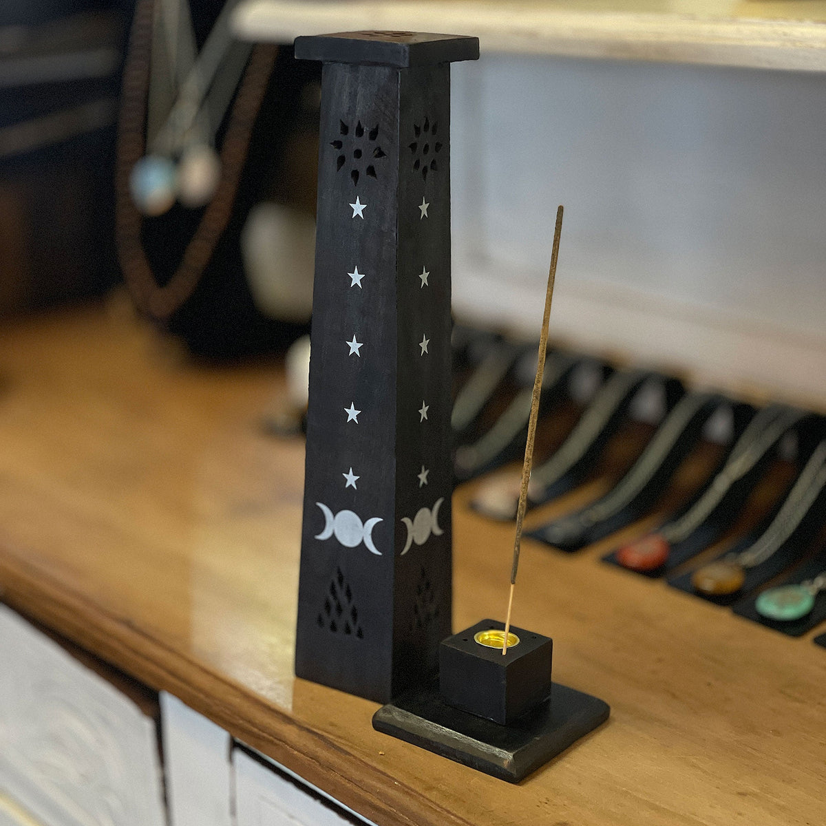 Wooden Incense Holder (Black) Moon Mi Chakra