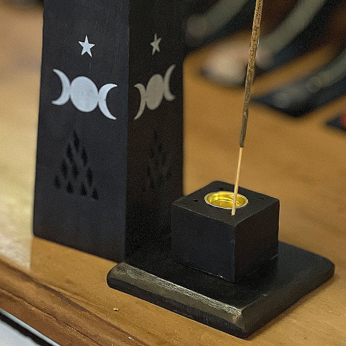 Wooden Incense Holder (Black) Moon Mi Chakra