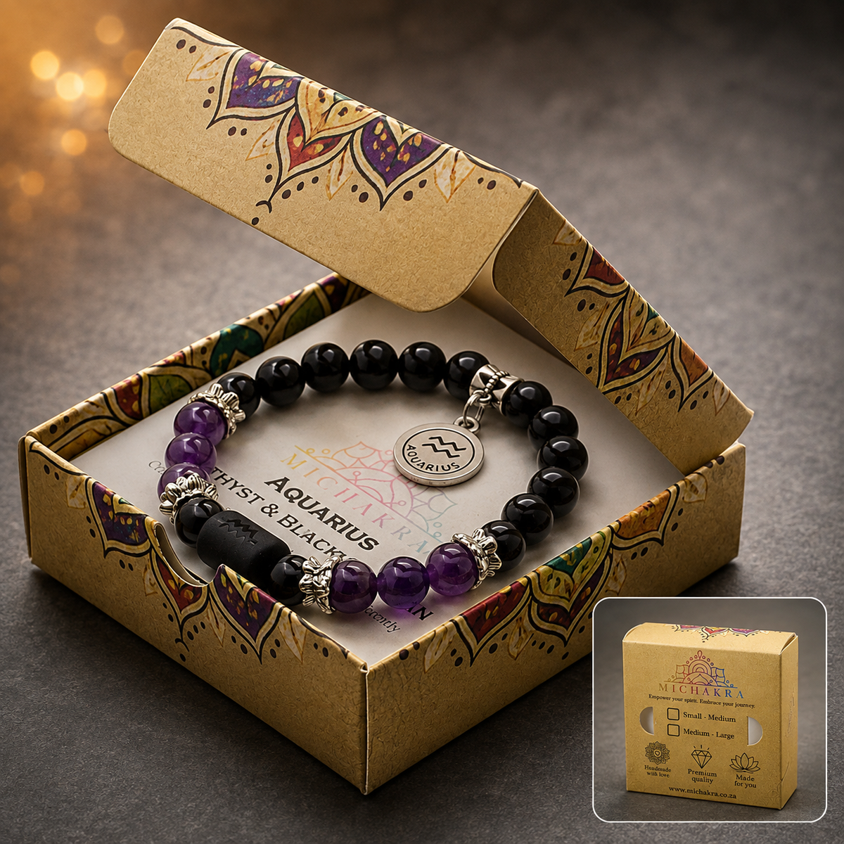 Aquarius Zodiac Crystal Bracelet Mi Chakra