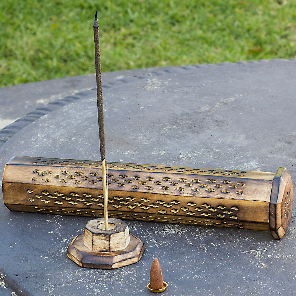 Wooden Tower Incense Holder Mi Chakra