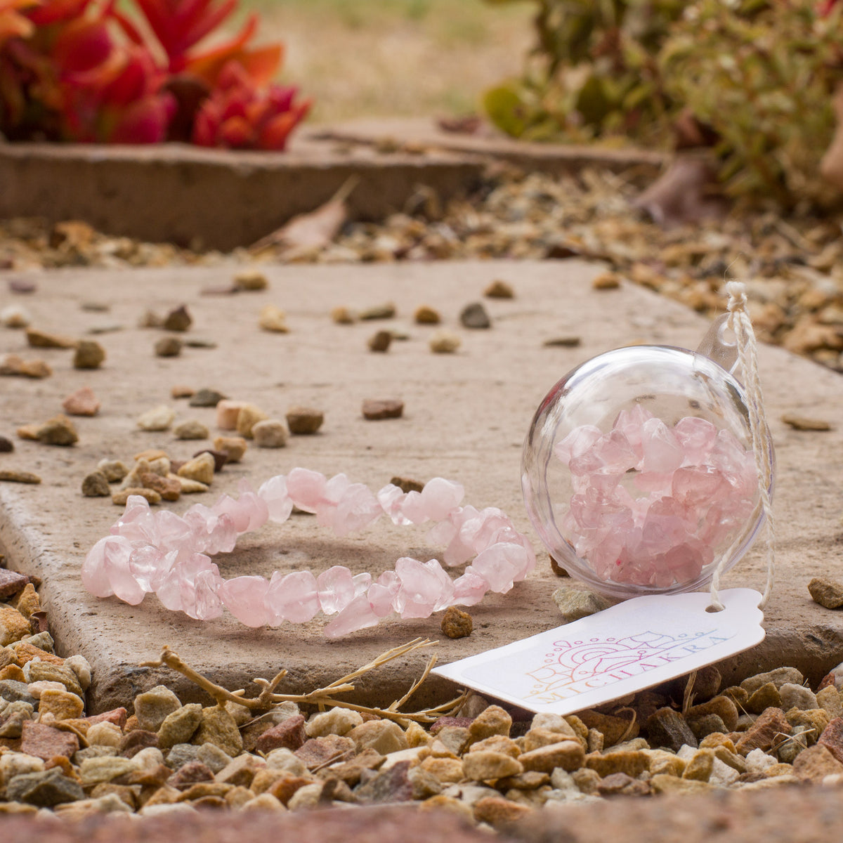 Rose Quartz Chip Bracelet Mi Chakra
