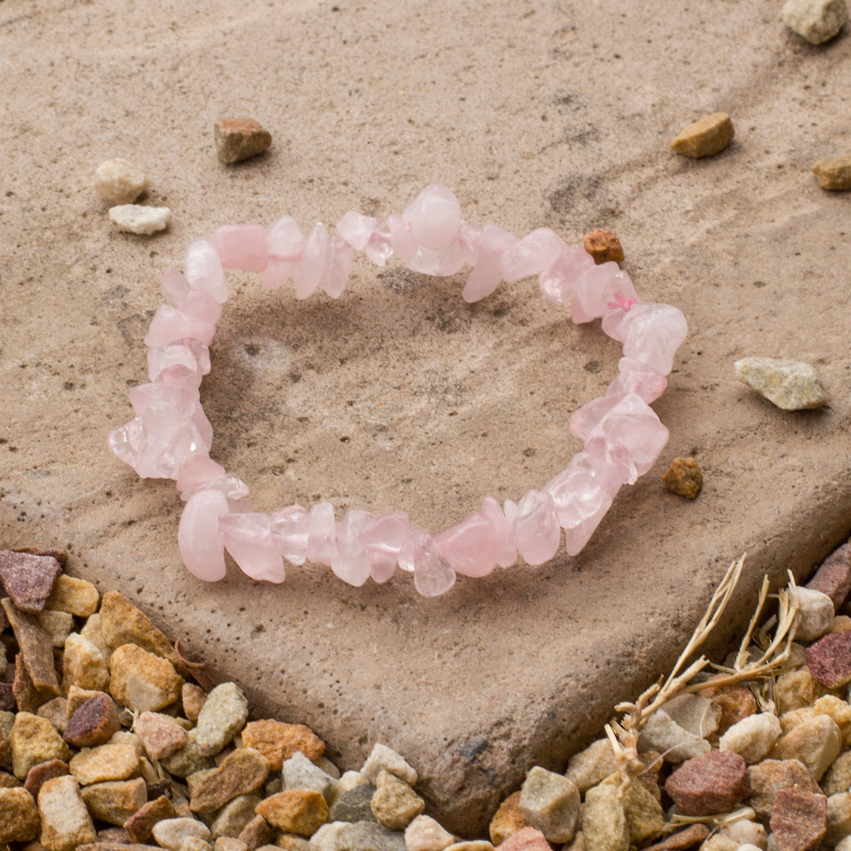 Rose Quartz Chip Bracelet Mi Chakra