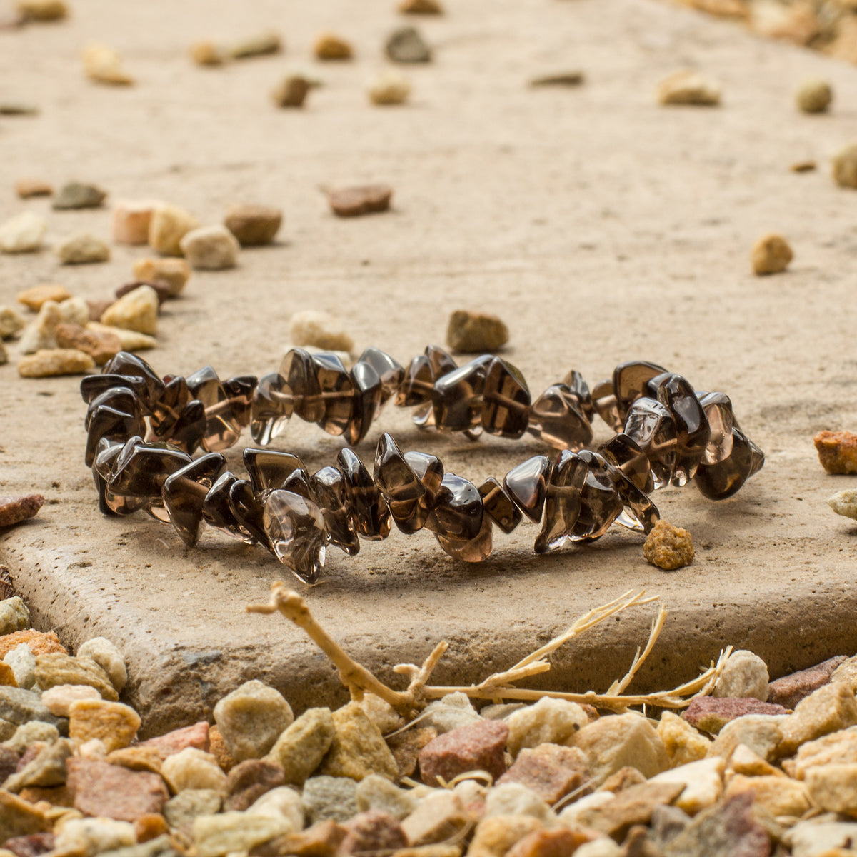 Smokey Quartz Chip Bracelet Mi Chakra